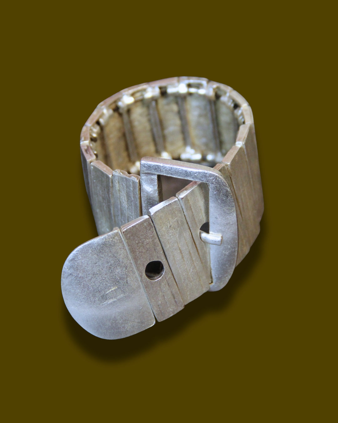 Slip-On Silver Belt Style Modern Cuff Bracelet – Unique Handmade Jewelry, Modern Bold Accessory for Women