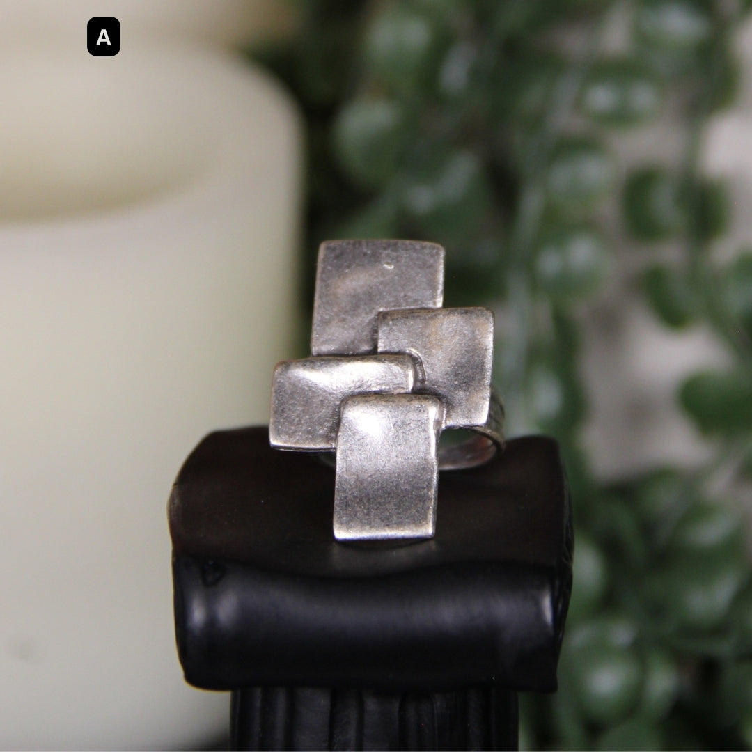 Unique Silver Ring Adjustable Maximalist Handmade Statement Jewelry Gift Idea for Big Jewelry Lovers Stackable Rings