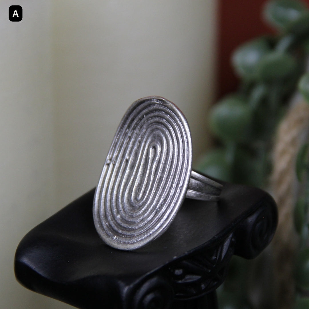 Silver Adjustable Maximalist Handmade Geometric Ring