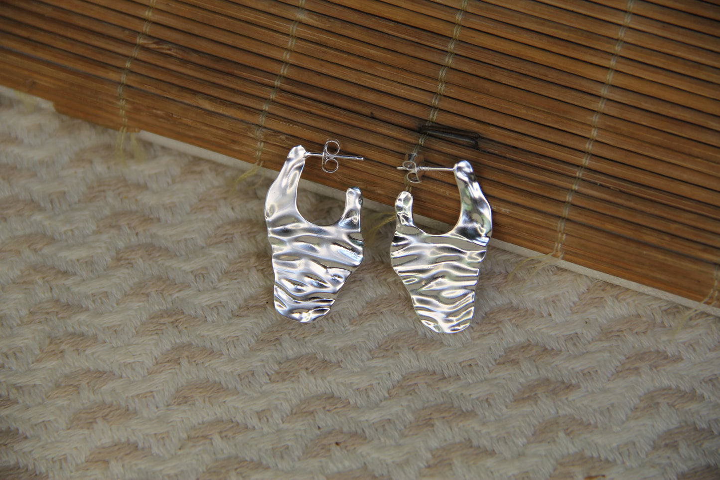 925 Sterling Silver Hammered Stud Earring Statement Jewelry Gift Idea