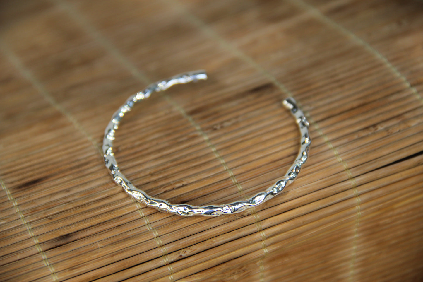 925 Sterling Silver Hammered Cuff Style Bracelet Minimalistic Stackable Jewelry