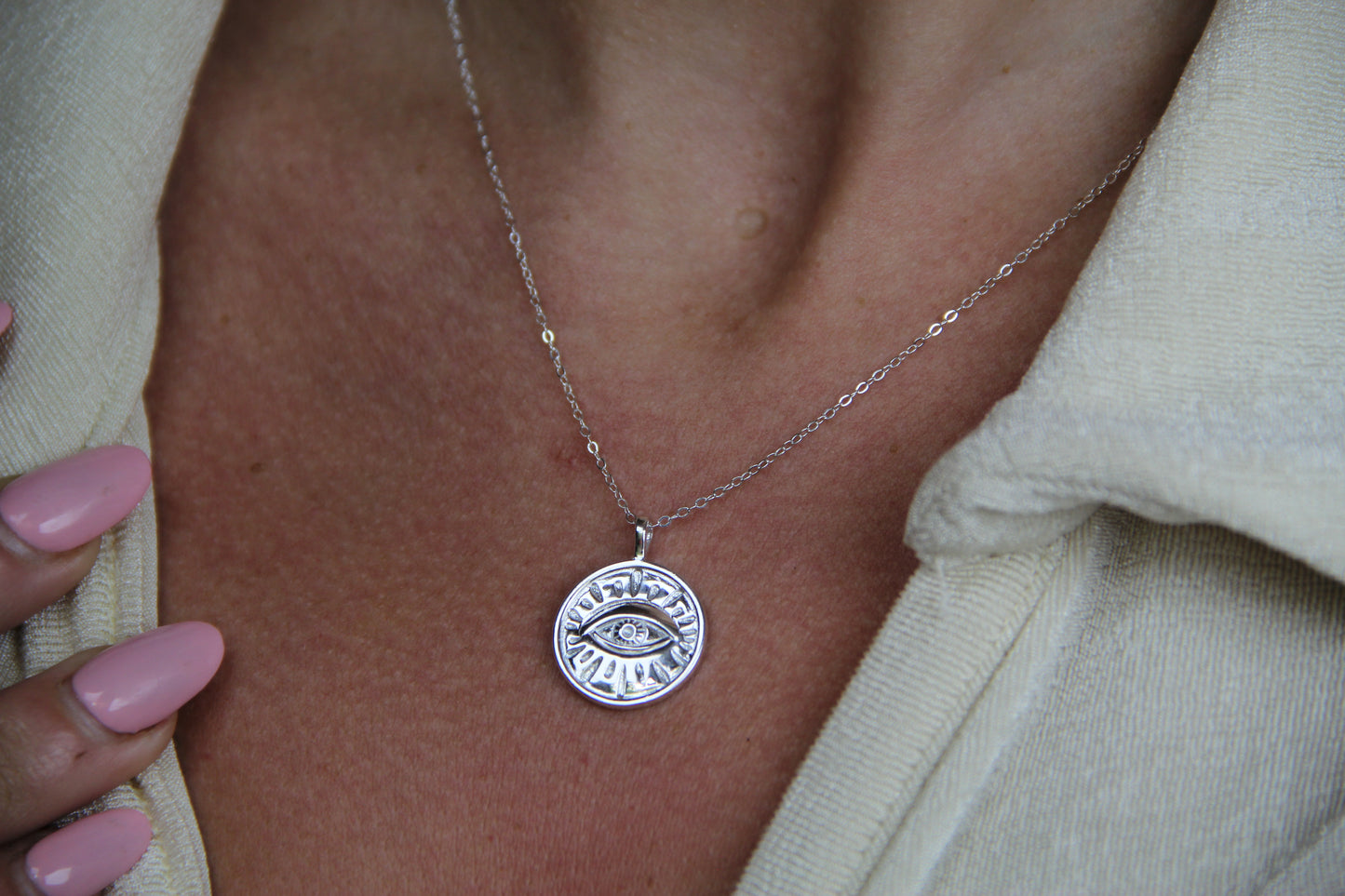 925 Sterling Silver Minimalist Eye Necklace