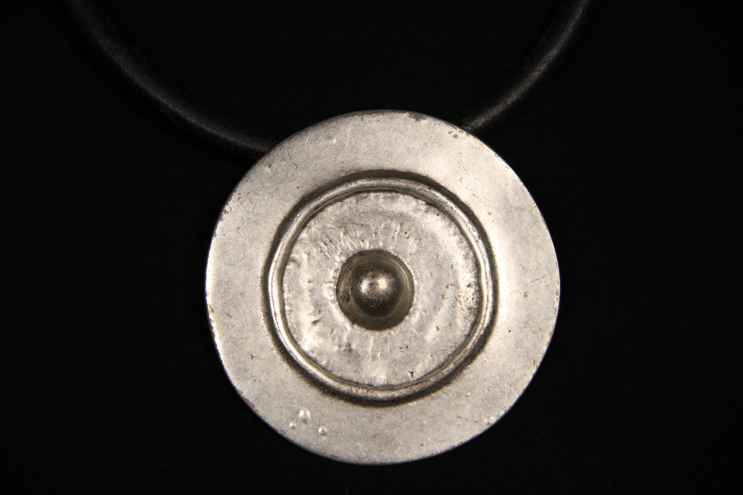 Large Metal Shield Pendant Necklace – Bold Statement Black Leather Choker, Bohemian & Unique Jewelry for Women