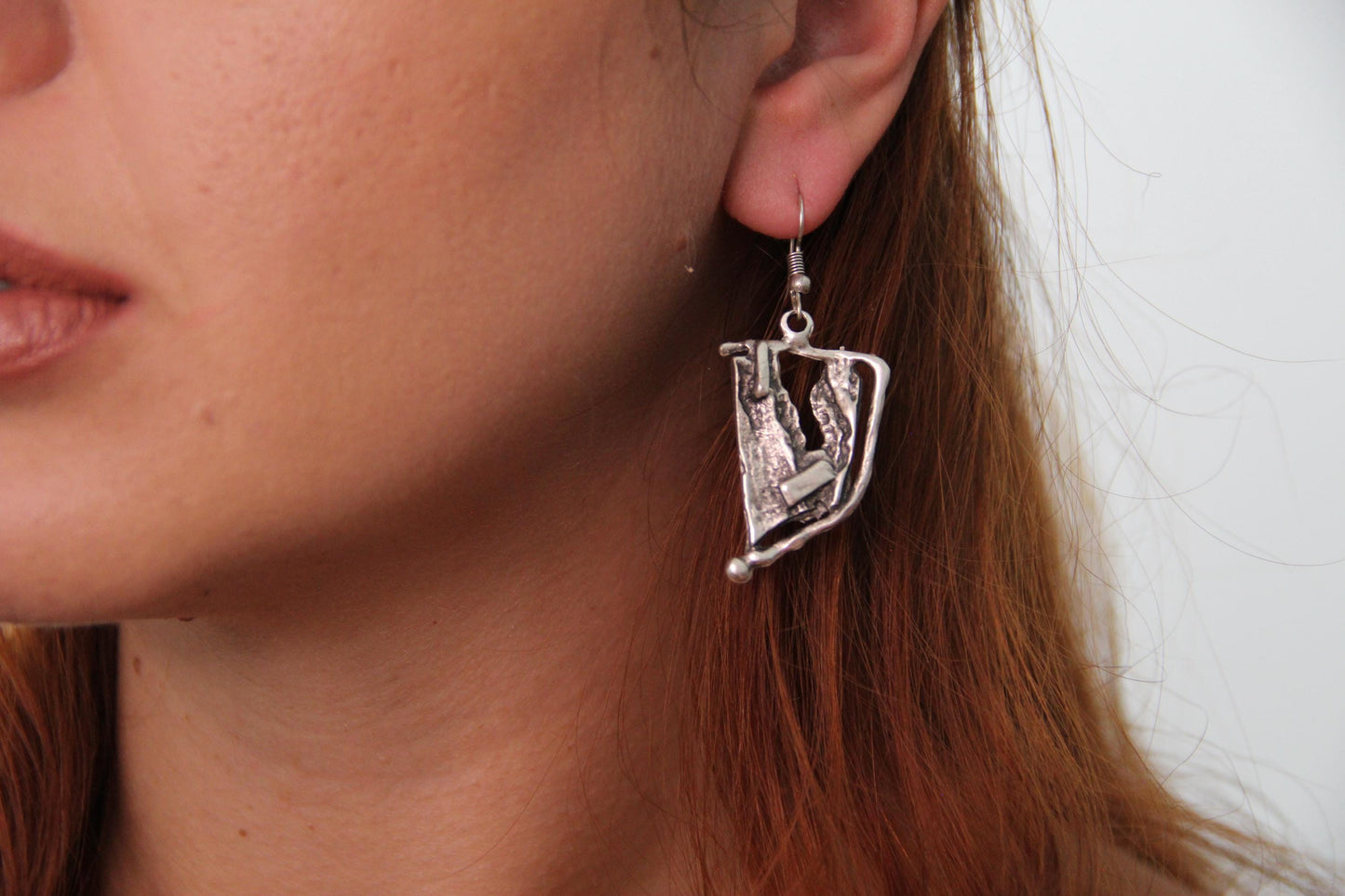 Triangle Handmade Silver Chinky Earring