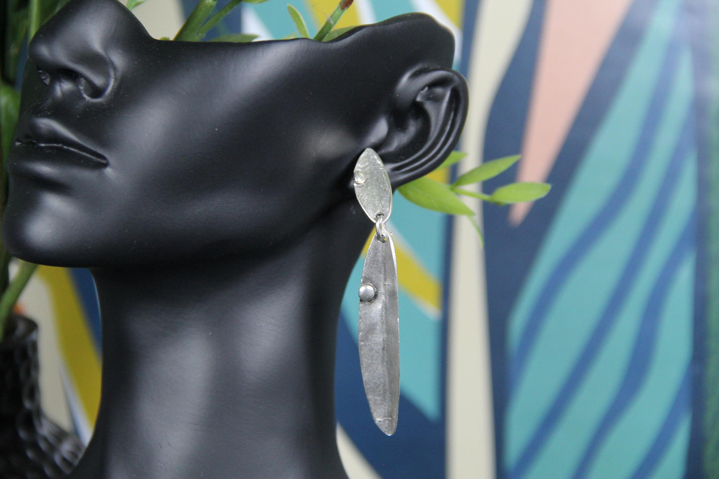 Leaf Silver Statement Earring