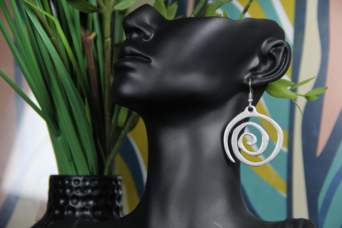 Swirl Silver Handmade Statement Earring