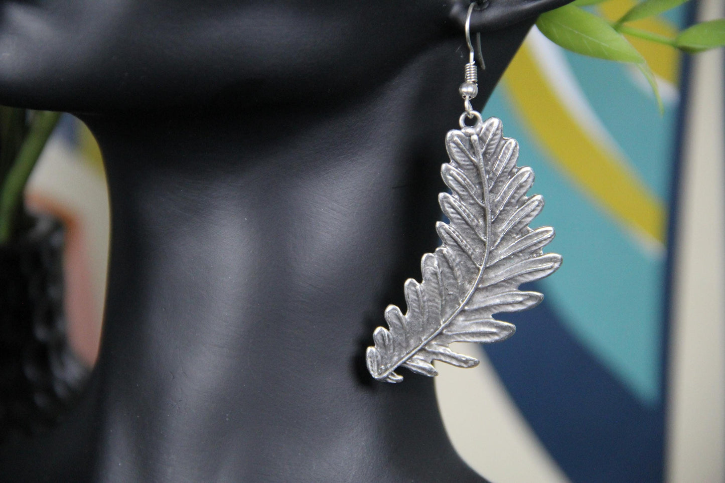 Silver Leaf Statement Earring