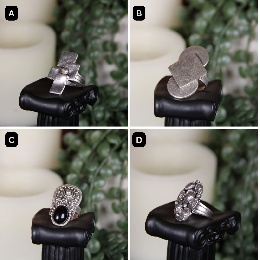 Unique Silver Ring Adjustable Maximalist Handmade Statement Jewelry Gift Idea for Big Jewelry Lovers Stackable Rings