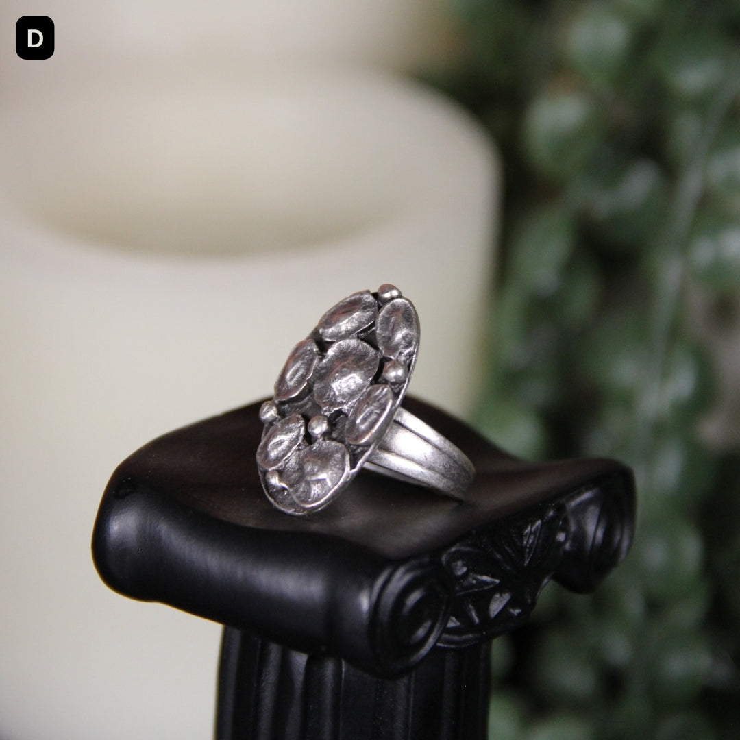 Unique Silver Ring Adjustable Maximalist Handmade Statement Jewelry Gift Idea for Big Jewelry Lovers Stackable Rings