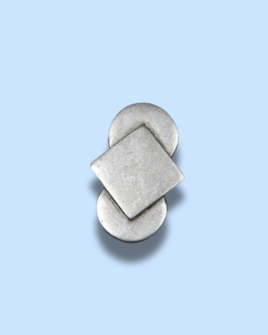Geometric Big Silver Ring