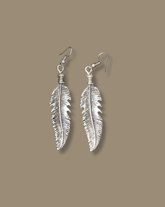 Dangle Feather Silver Earring