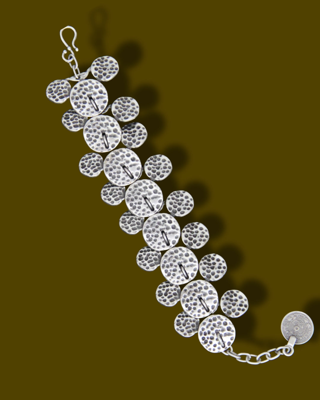 Hammered Silver Handmade Statement Bracelet
