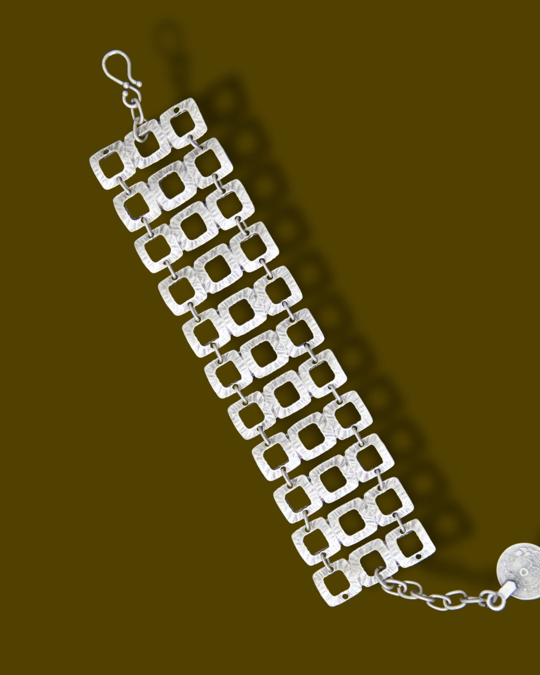 Adjustable silver handmade bracelet