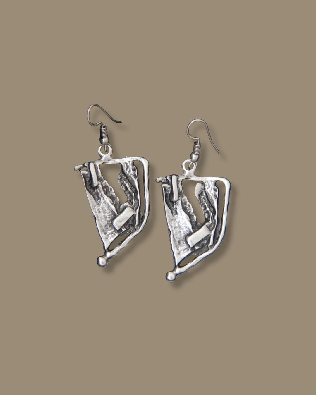 Triangle Handmade Silver Chinky Earring