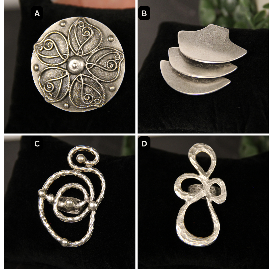 Maximalist Silver Ring Adjustable Unique Handmade Statement Jewelry Gift Idea for Big Jewelry Lovers Stackable Rings