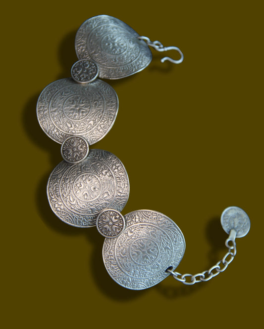 Silver Adjustable Ethnic Bracelet