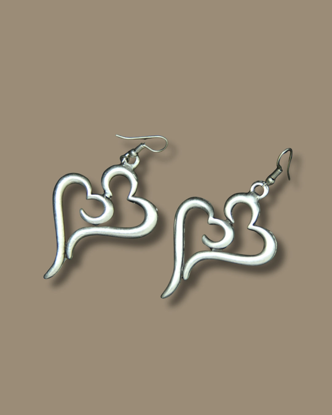 Large Heart Silver Earrings