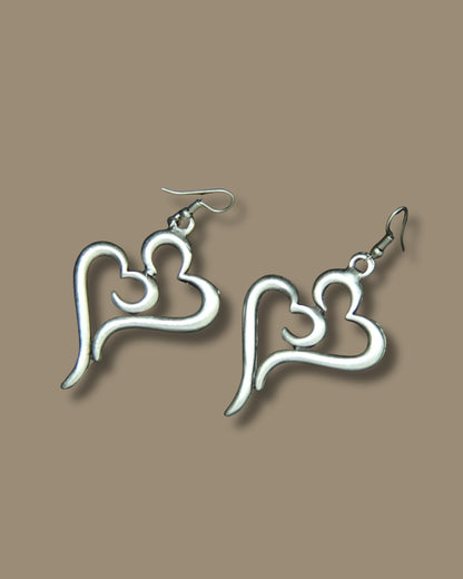 Large Heart Silver Earrings