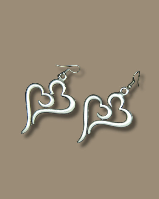 Large Heart Silver Earrings