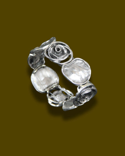 Cuff Slip On Silver Rose Bracelet