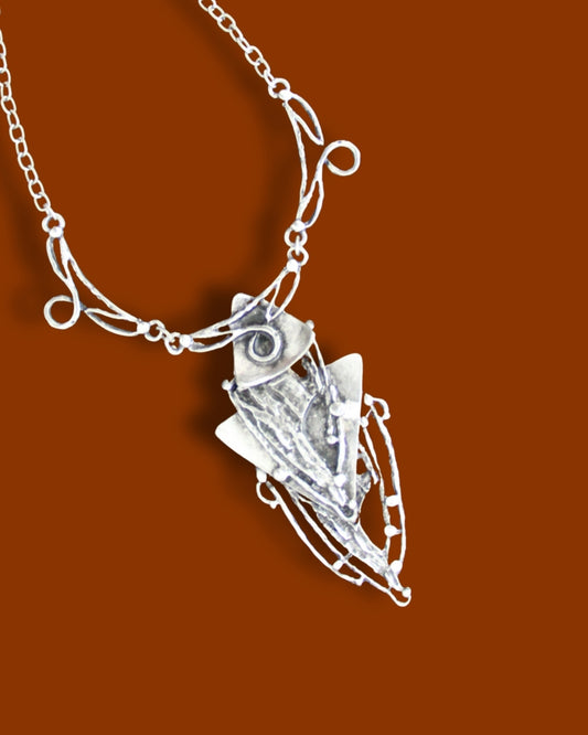 Edgy Chunky Silver Triangle Statement Necklace – Geometric Gothic Choker Pendant, Festival &amp; Cosplay Jewelry