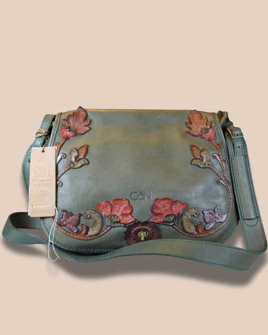 Green Genuine Leather Western Style Shoulder Bag