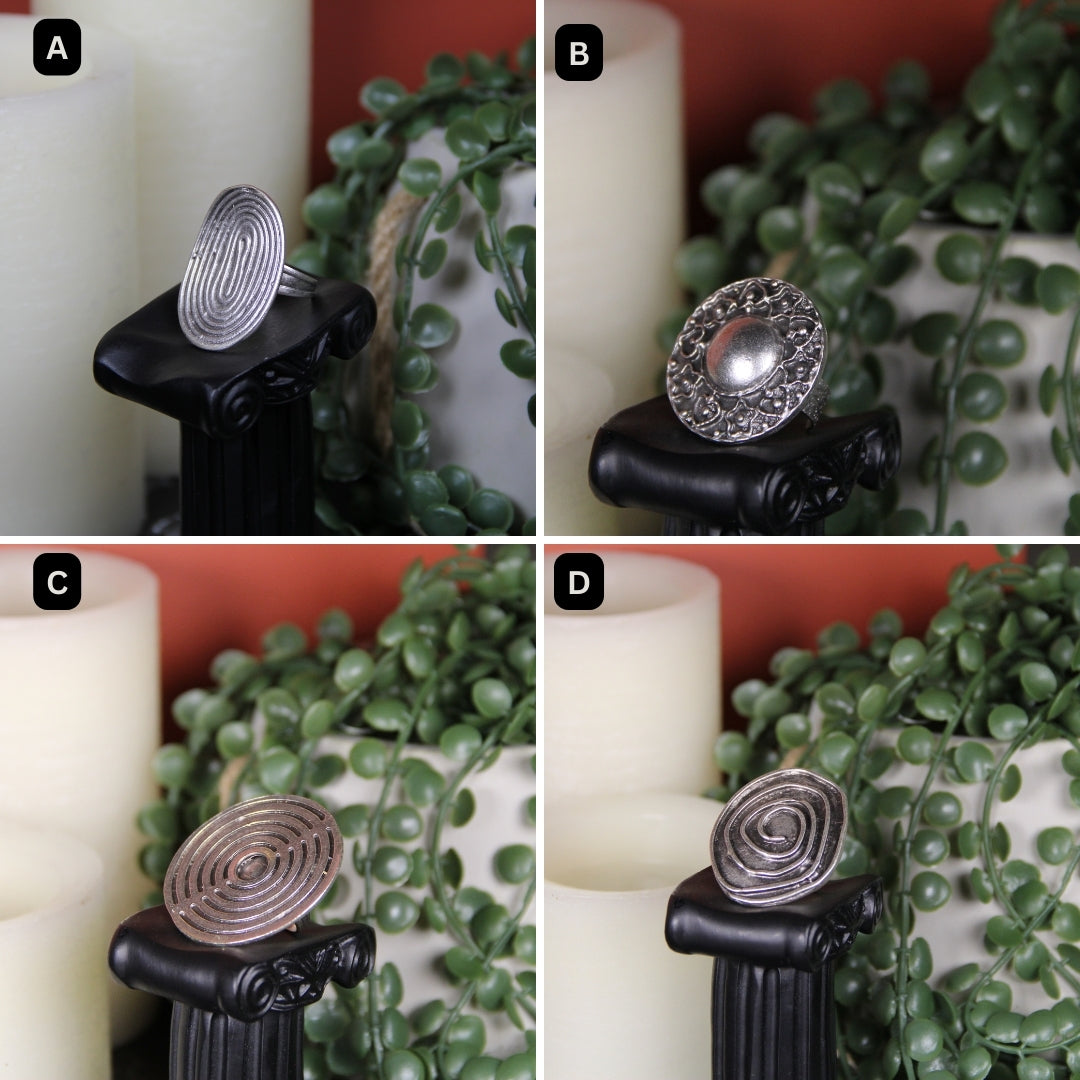 Silver Adjustable Maximalist Handmade Geometric Ring