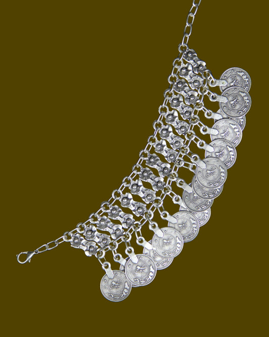 Statement Coin Silver Bracelet: Bohemian Bold Statement Jewelry