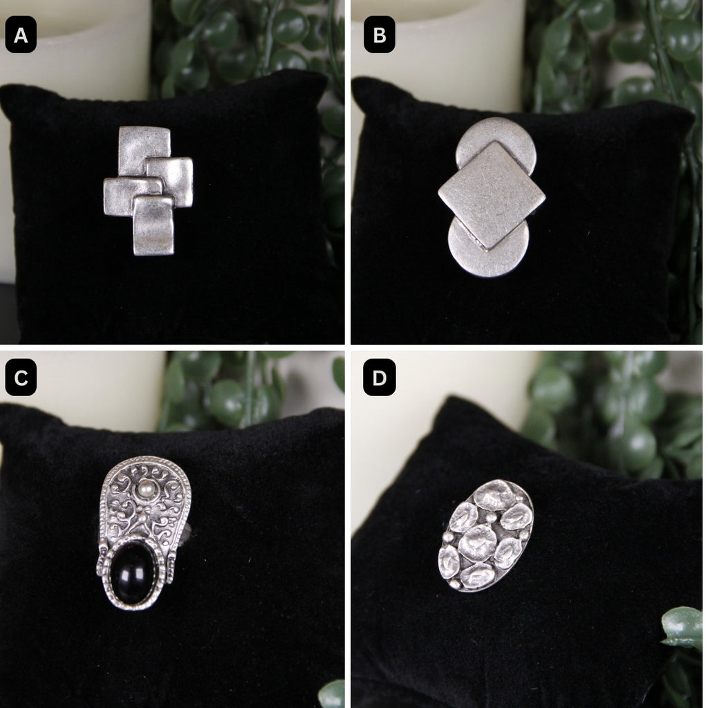 Unique Silver Ring Adjustable Maximalist Handmade Statement Jewelry Gift Idea for Big Jewelry Lovers Stackable Rings