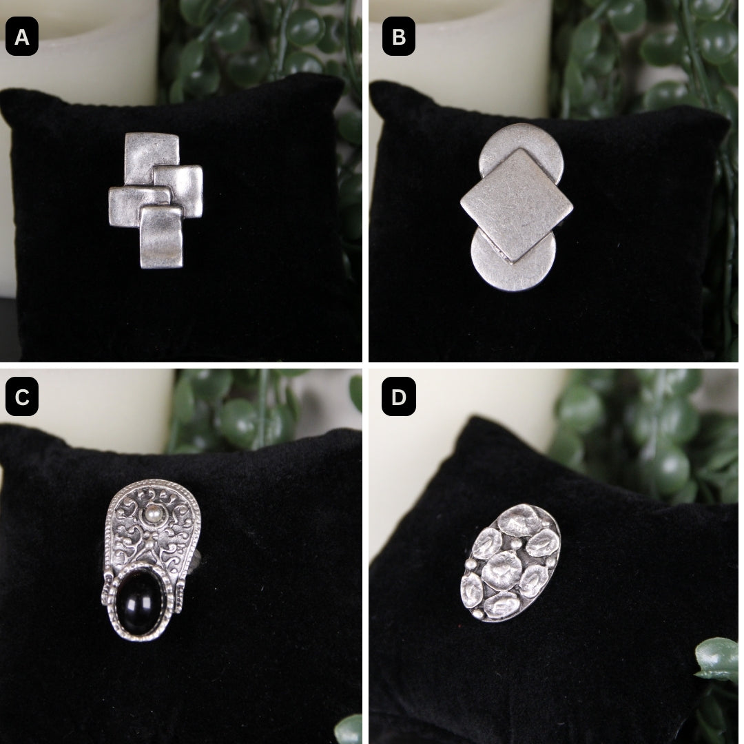 Unique Silver Ring Adjustable Maximalist Handmade Statement Jewelry Gift Idea for Big Jewelry Lovers Stackable Rings