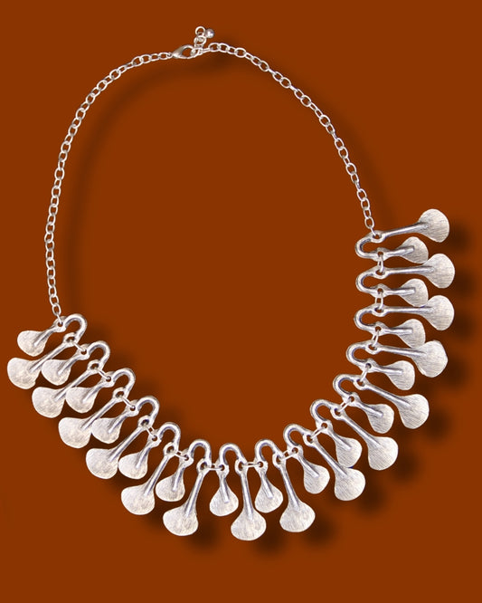 Handmade Silver Statement Necklace – Chunky Bold Collar Jewelry, Unique Gift for Fashion Lovers