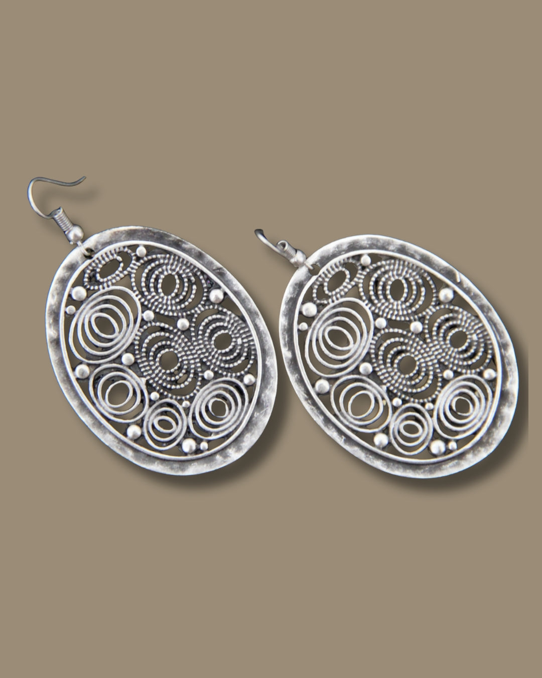 Large Bohemian Silver Earrings