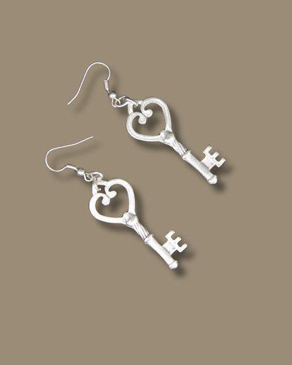 Handmade Heart Key Earring