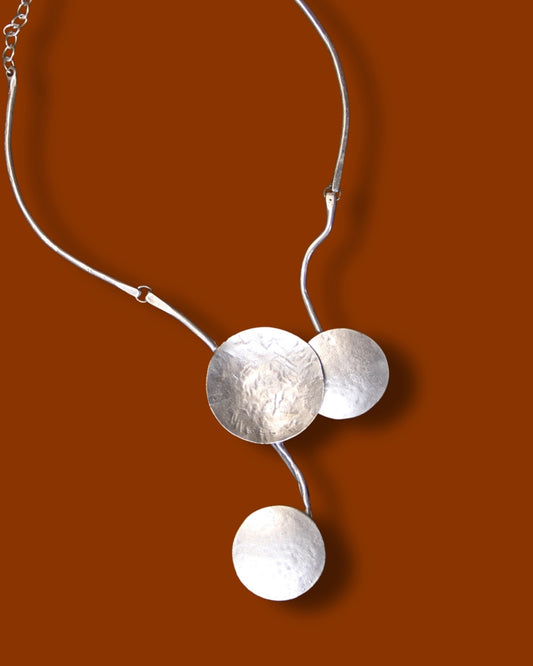 Large Silver Circle Pendant Necklace – Chic Statement Choker Jewelry, Gift for Stylish Women
