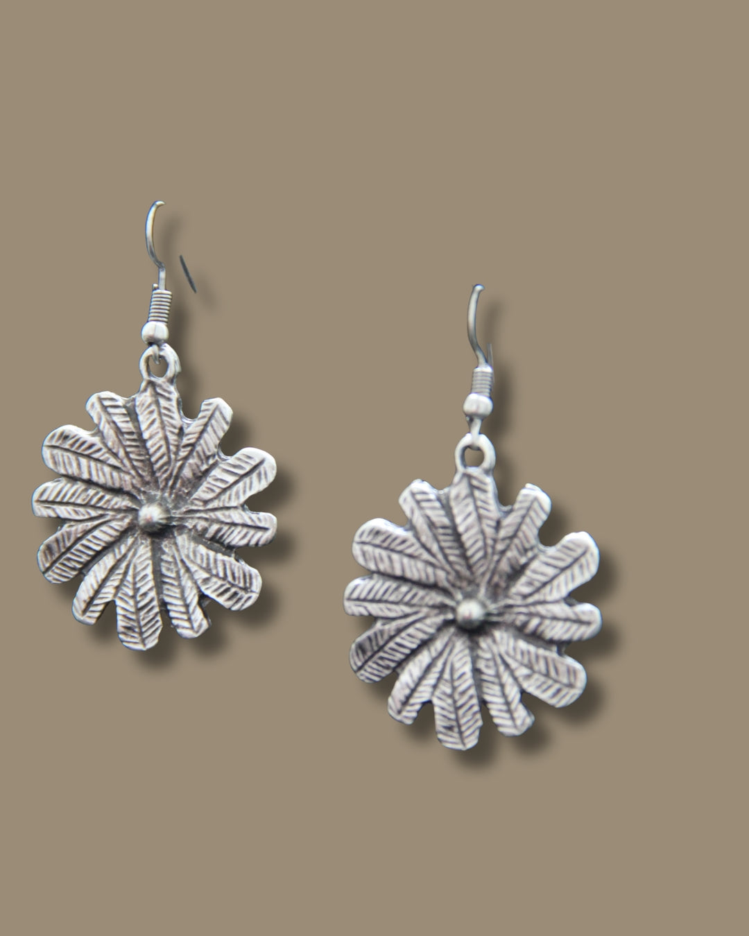 Handmade Statement Silver Flower Earring
