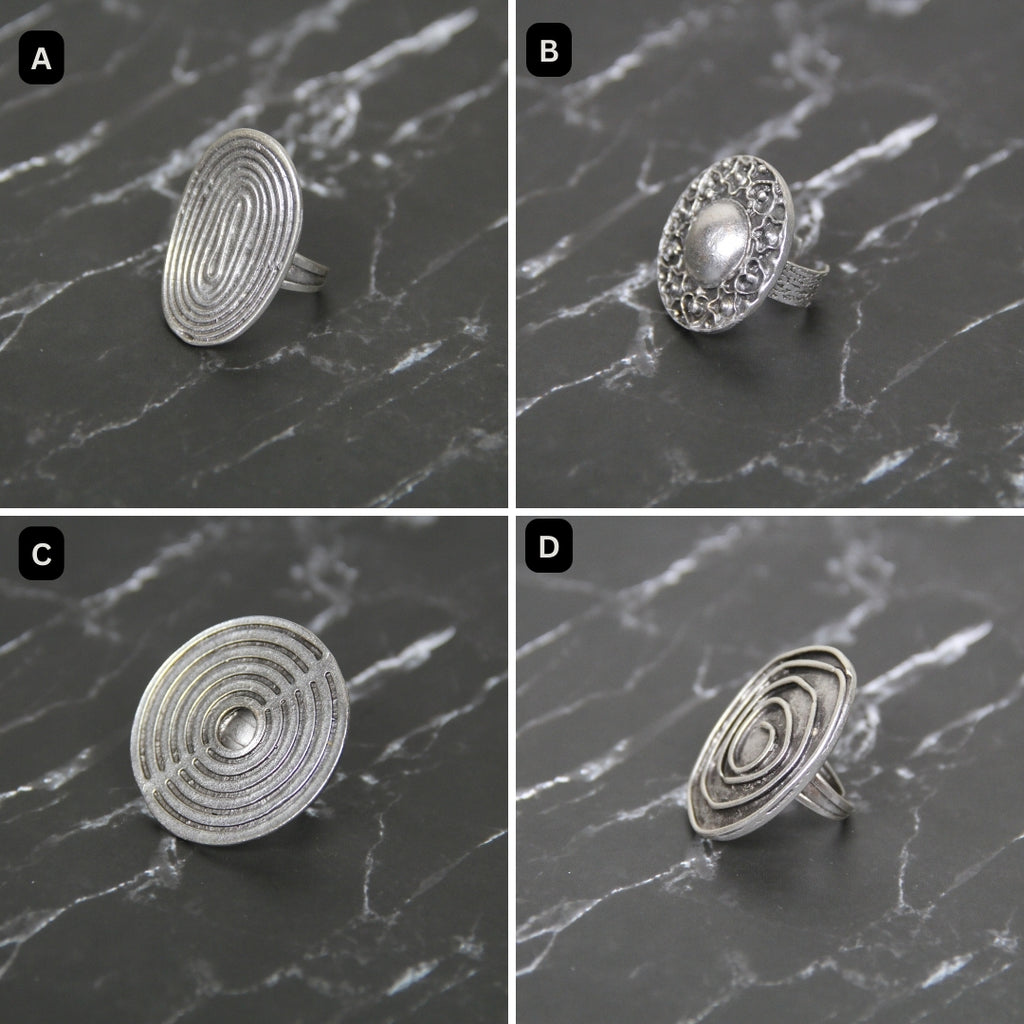 Silver Adjustable Maximalist Handmade Geometric Ring