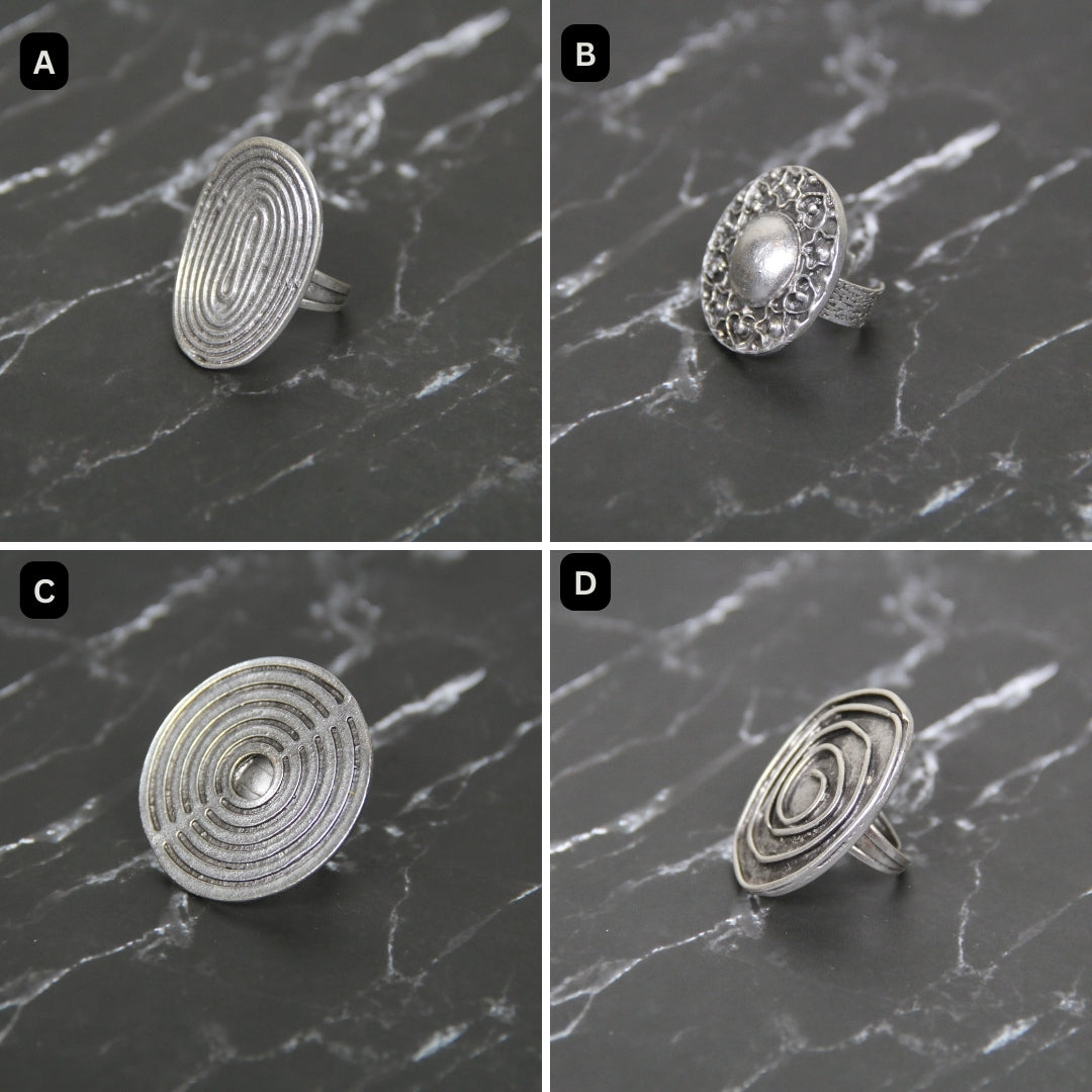 Silver Adjustable Maximalist Handmade Geometric Ring