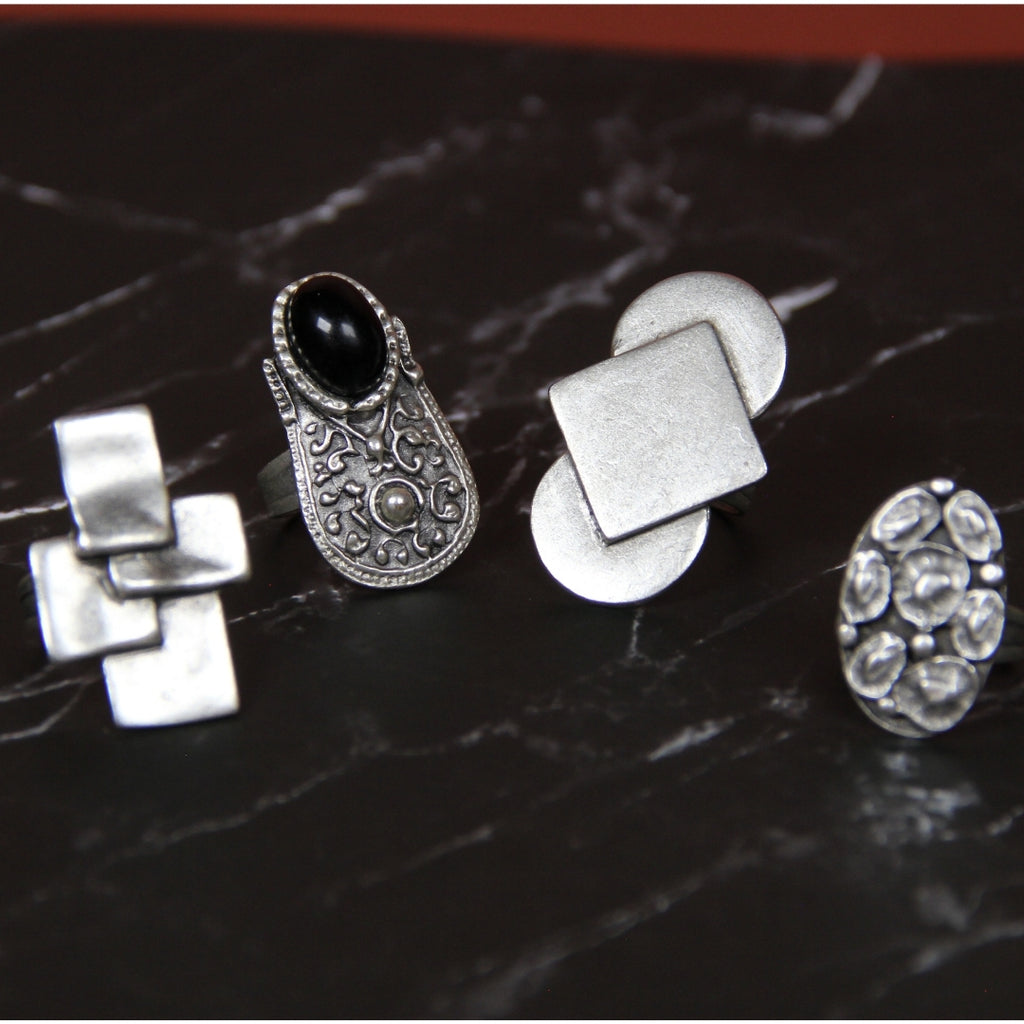 Unique Silver Ring Adjustable Maximalist Handmade Statement Jewelry Gift Idea for Big Jewelry Lovers Stackable Rings