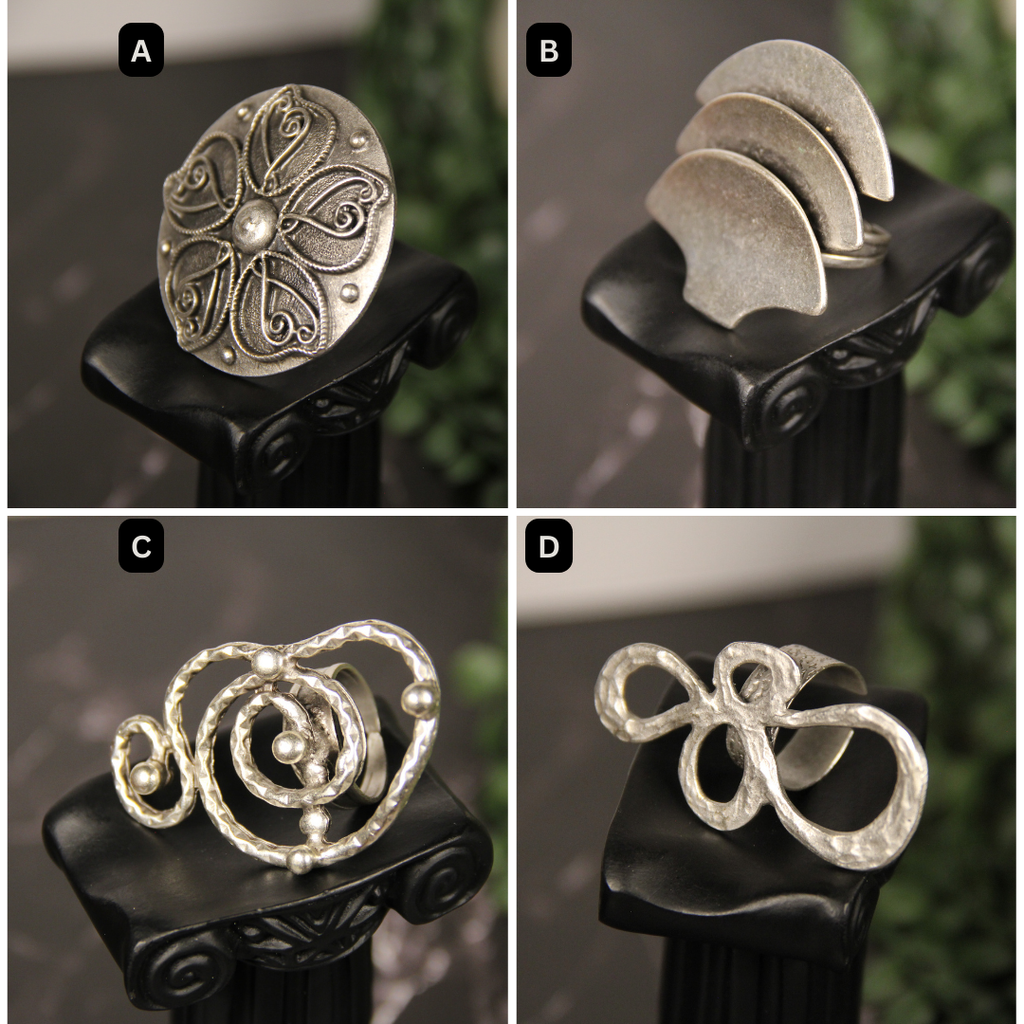 Maximalist Silver Ring Adjustable Unique Handmade Statement Jewelry Gift Idea for Big Jewelry Lovers Stackable Rings