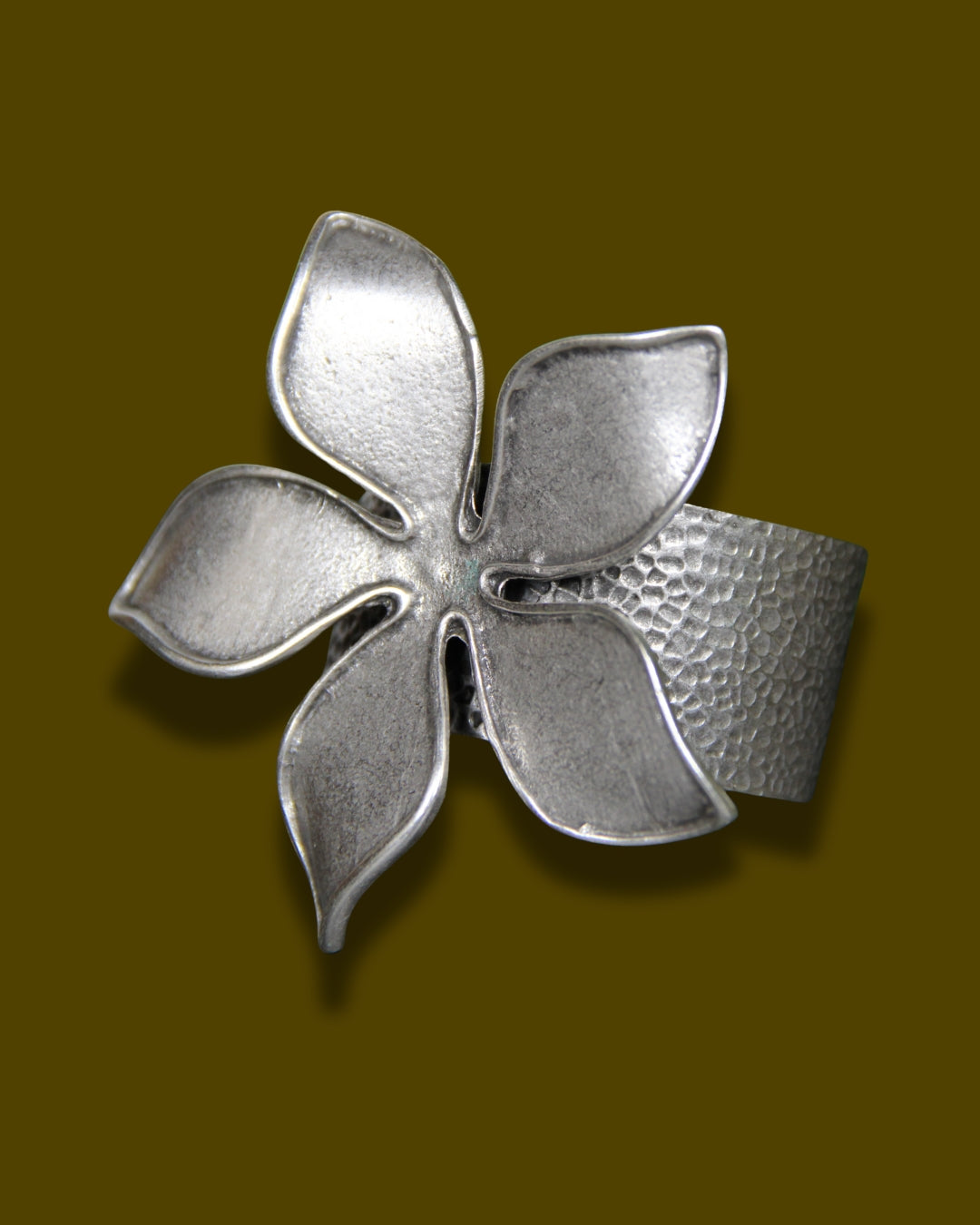 Silver Cuff Metal Flower Bracelet Unique Jewelry for Bold Accessory Lover Bohemian Inspired Jewelry