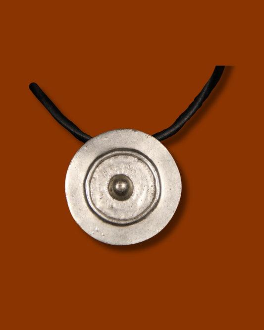 Large Metal Shield Pendant Necklace – Bold Statement Black Leather Choker, Bohemian & Unique Jewelry for Women