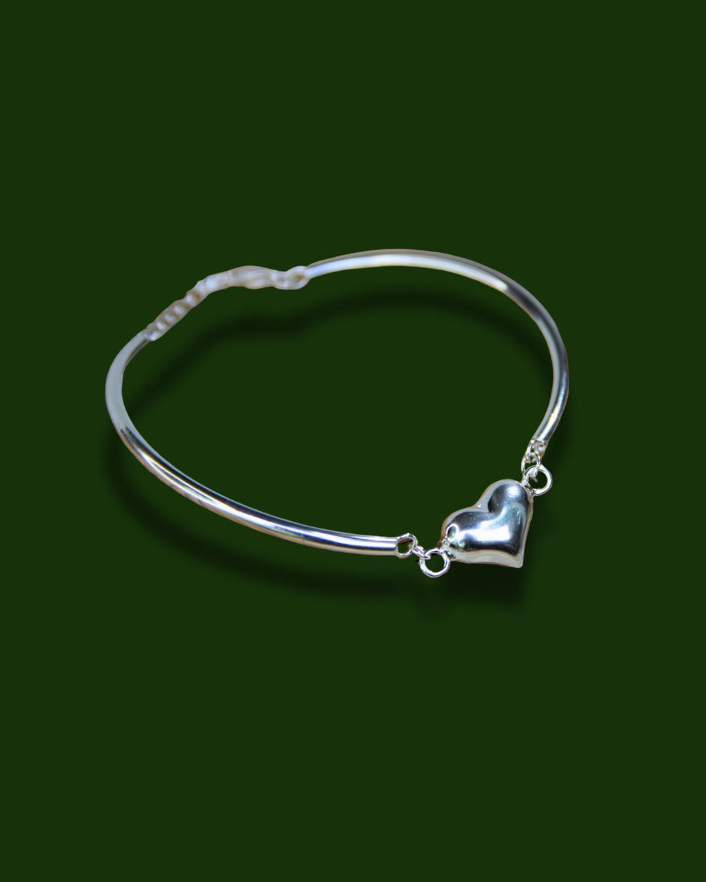 925 Sterling Silver Heart Cuff Style Adjustable Bracelet