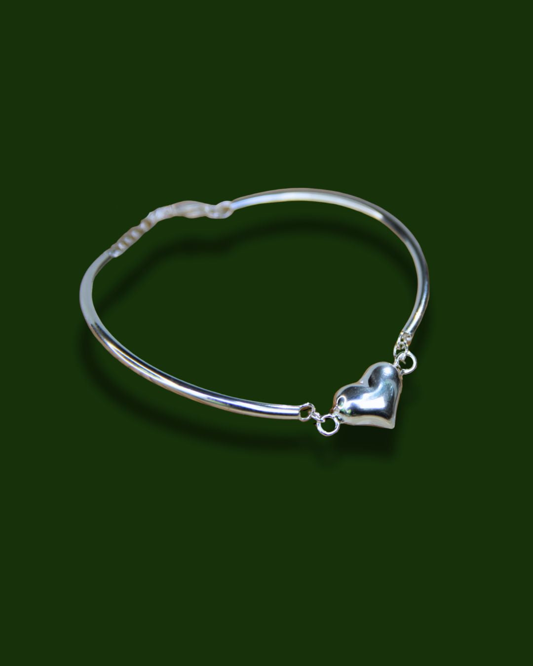 925 Sterling Silver Heart Cuff Style Adjustable Bracelet