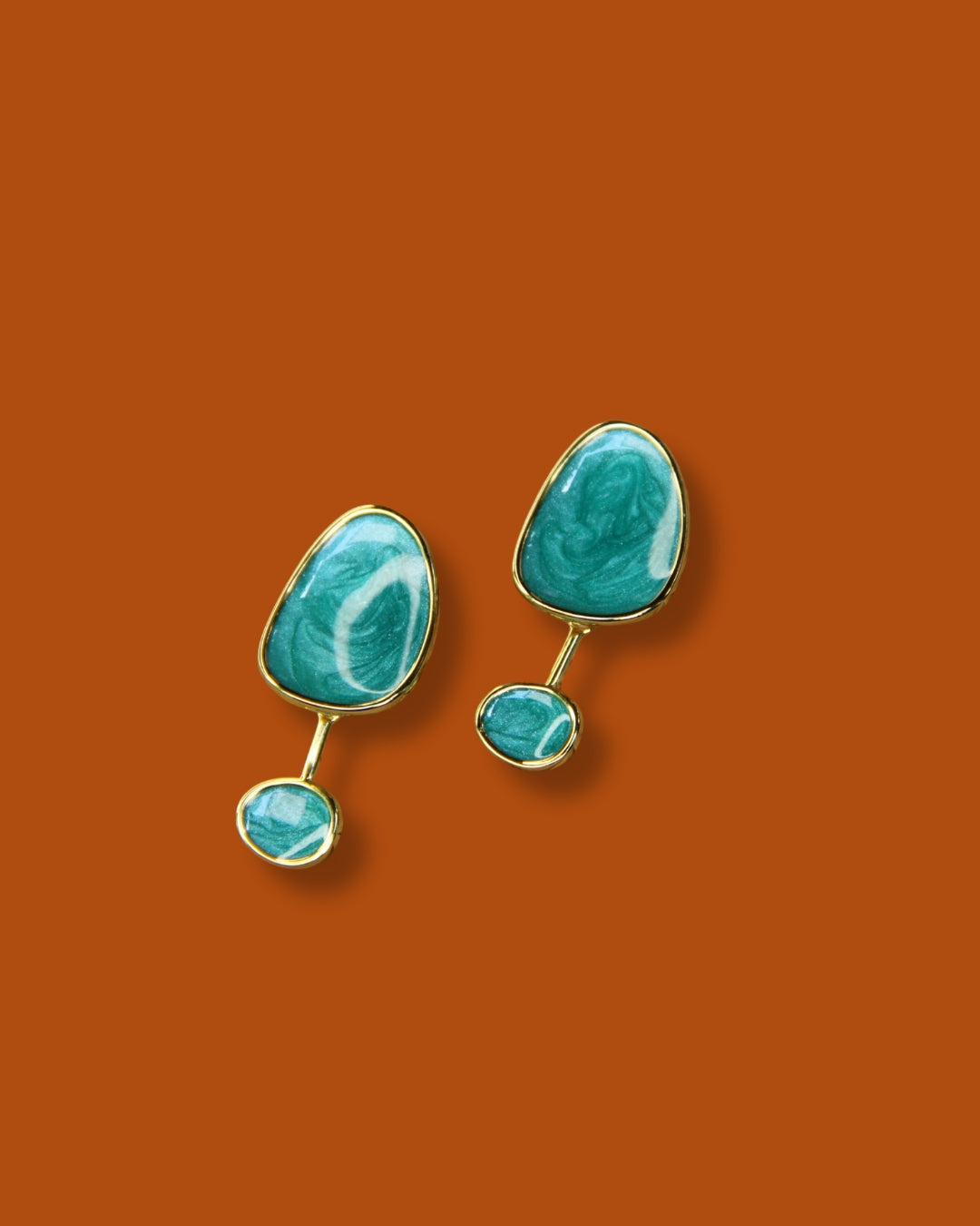 925 Sterling Silver Gold Plated Marble Drop Earring