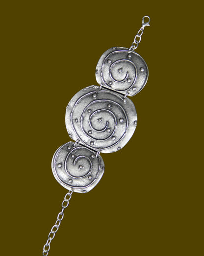 Hammered Gothic Silver Bracelet – Bold Boho Statement Jewelry Handmade Ethnic Style Bracelet