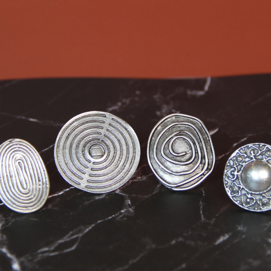 Silver Adjustable Maximalist Handmade Geometric Ring