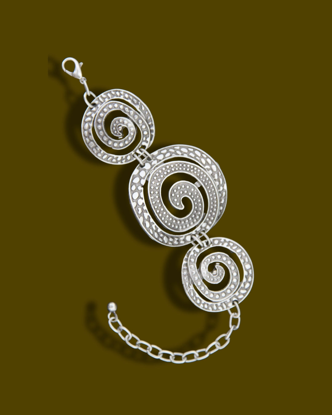 Ethnic HandCrafted Hammered Unique Statement Bracelet Adjustable Chain