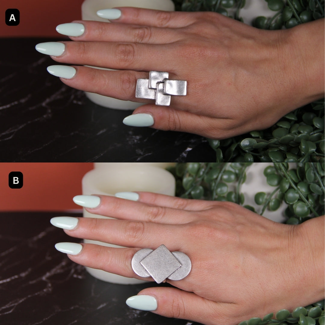 Unique Silver Ring Adjustable Maximalist Handmade Statement Jewelry Gift Idea for Big Jewelry Lovers Stackable Rings