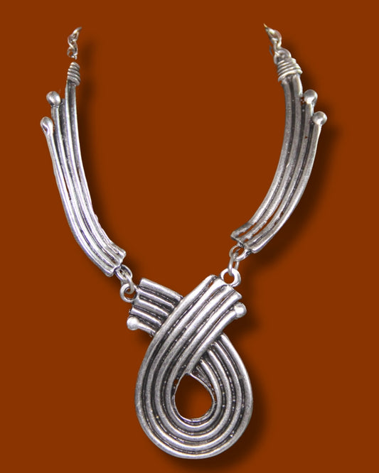 Unique Silver Choker Necklace – Bold Engraved Bohemian Statement Jewelry, Chic Style Necklace for Women