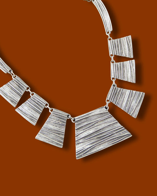 Chunky Silver Bohemian Statement Choker Necklace for Women – Western Style Geometric Ethnic Jewelry, Night Out Accessory Idea